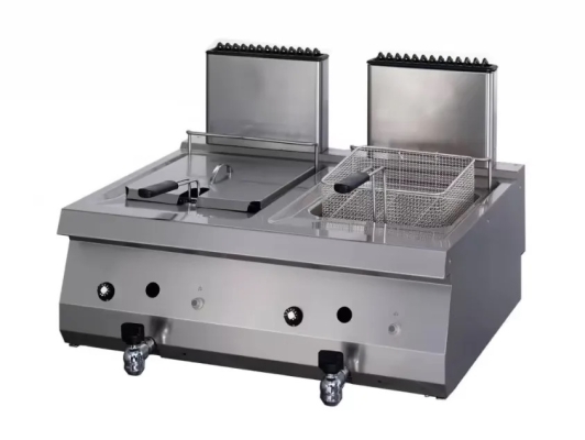 friteuse à Gaz – 2 x 12 L – unité double – profondeur 70 cm – avec robinet de vidange